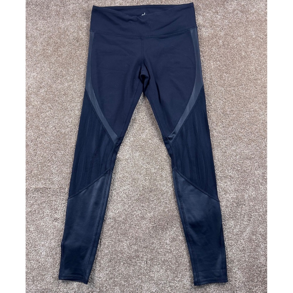 Alo Yoga Womens Black Mesh Moto Mixed Media Activewear Leggings Size Small?